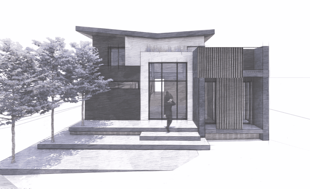 A rendering of a House and Vacation project, an elegant, suburban house